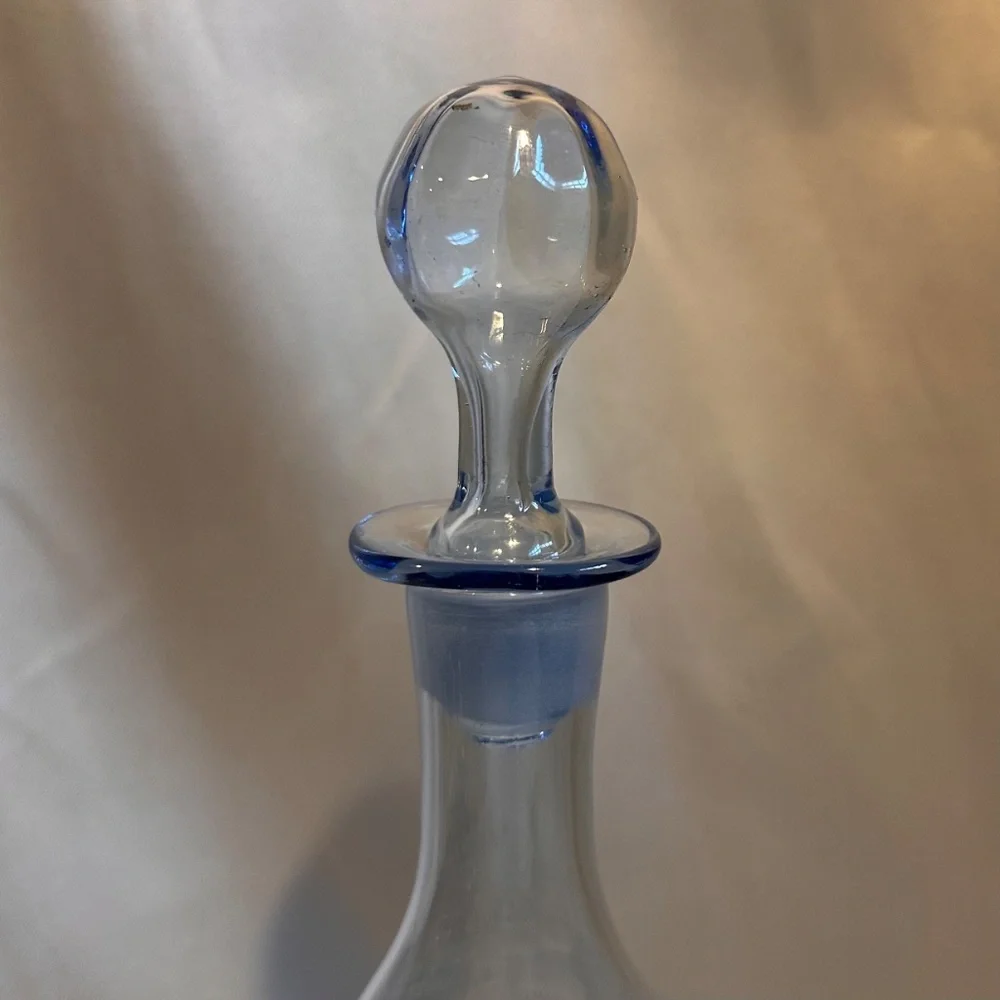 Art Deco Style Baby Blue Glass Decanter Liquour Barware